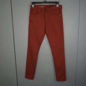 AG Farrah High Rise Skinny Ankle Stretch Sateen Pants in Dark Hibiscus sz 26